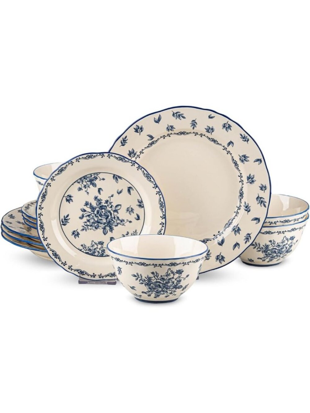 Vintage Cobalt Blue Ceramic Dinnerware Set - Elegant Tableware for Dining